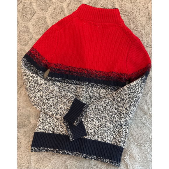 Gap kids boys large/10 knitted red/white/blue sweater, thick warm, fleece collar - Picture 4 of 5